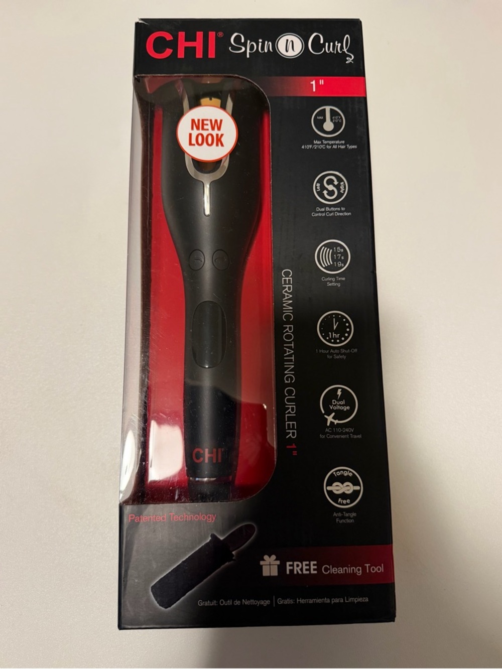 Spin N Curl 1" Ceramic Rotating Curler - Black